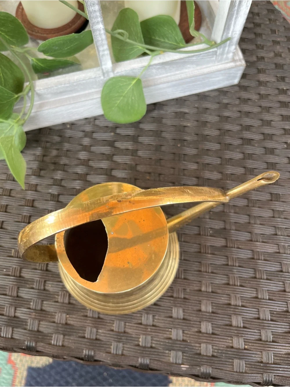 Brass Watering Can and Floral Bowl Set - Golden Brass Décor